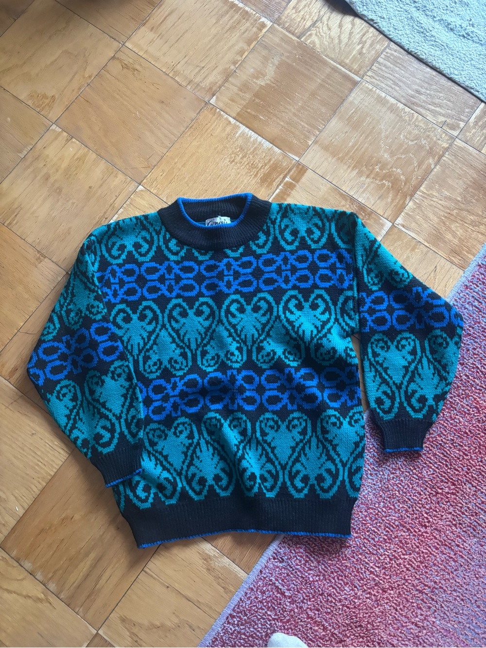80s blue and teal sweater
